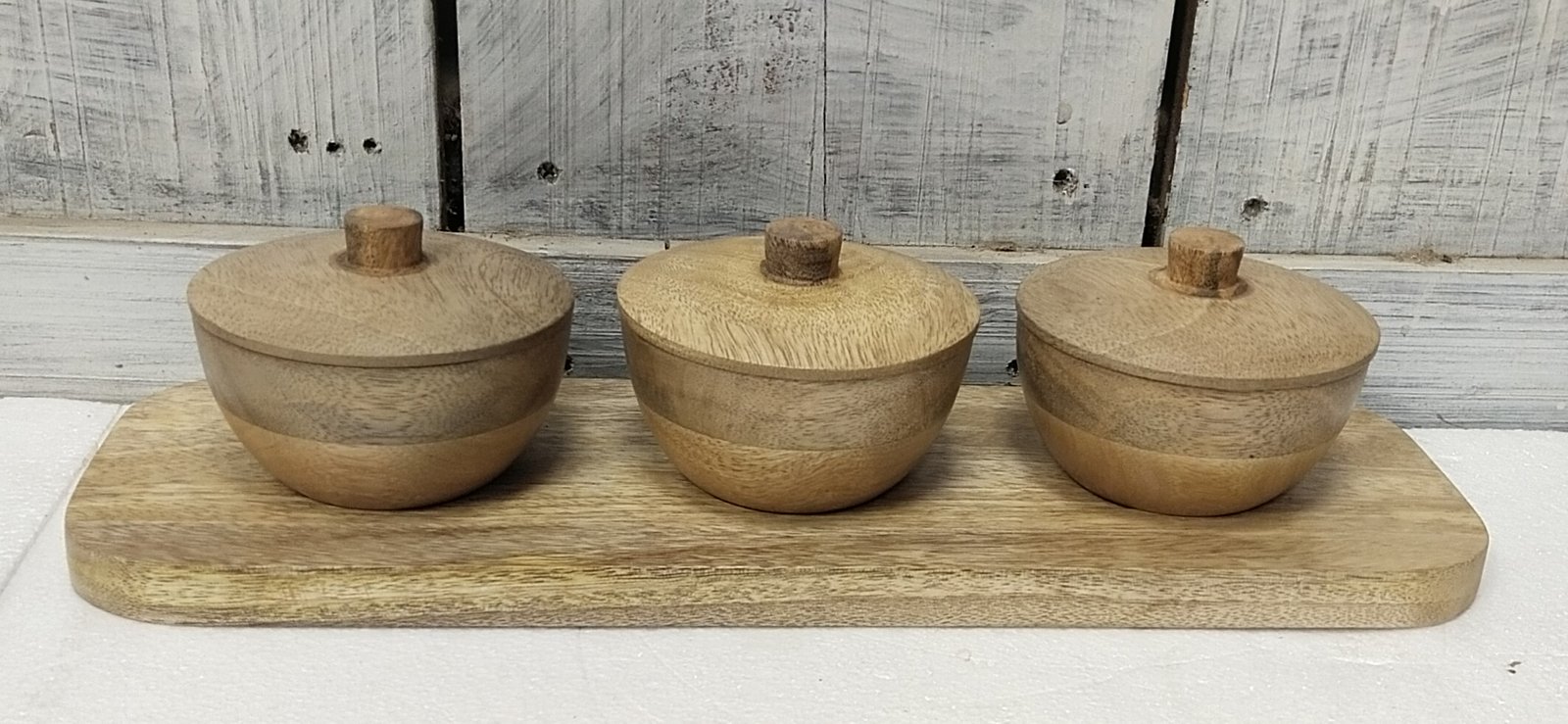 wooden condiment serving set gallery image