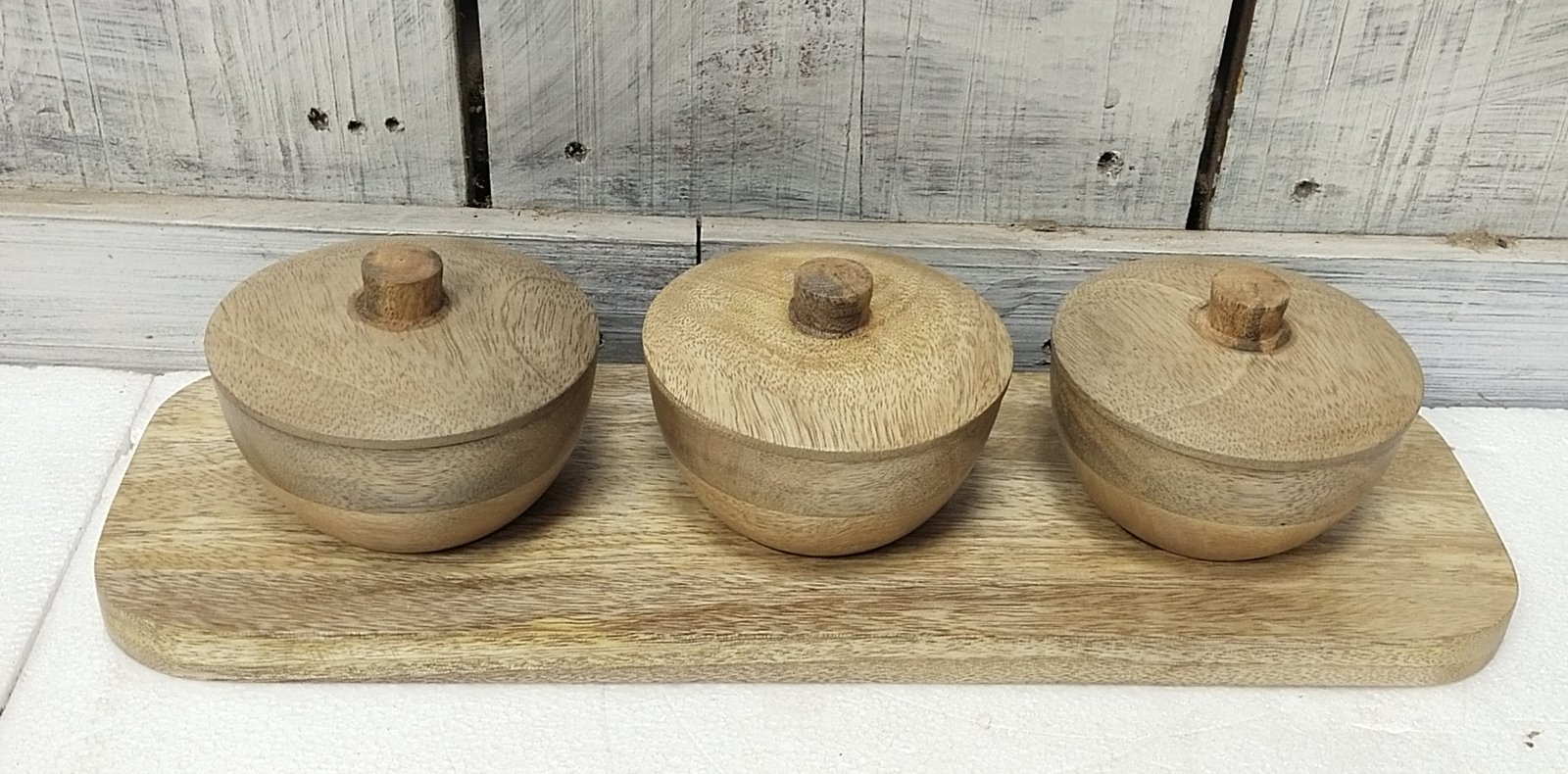 wooden condiment serving set gallery image