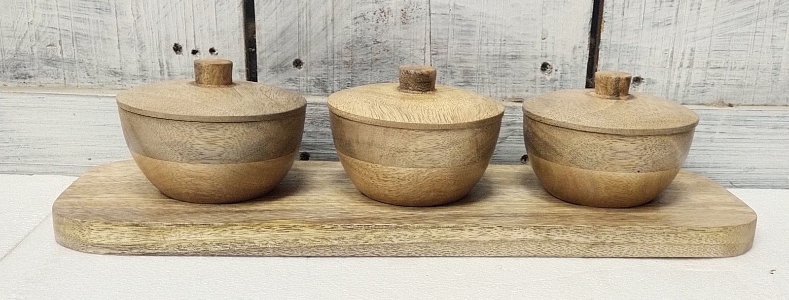 wooden condiment serving set gallery image