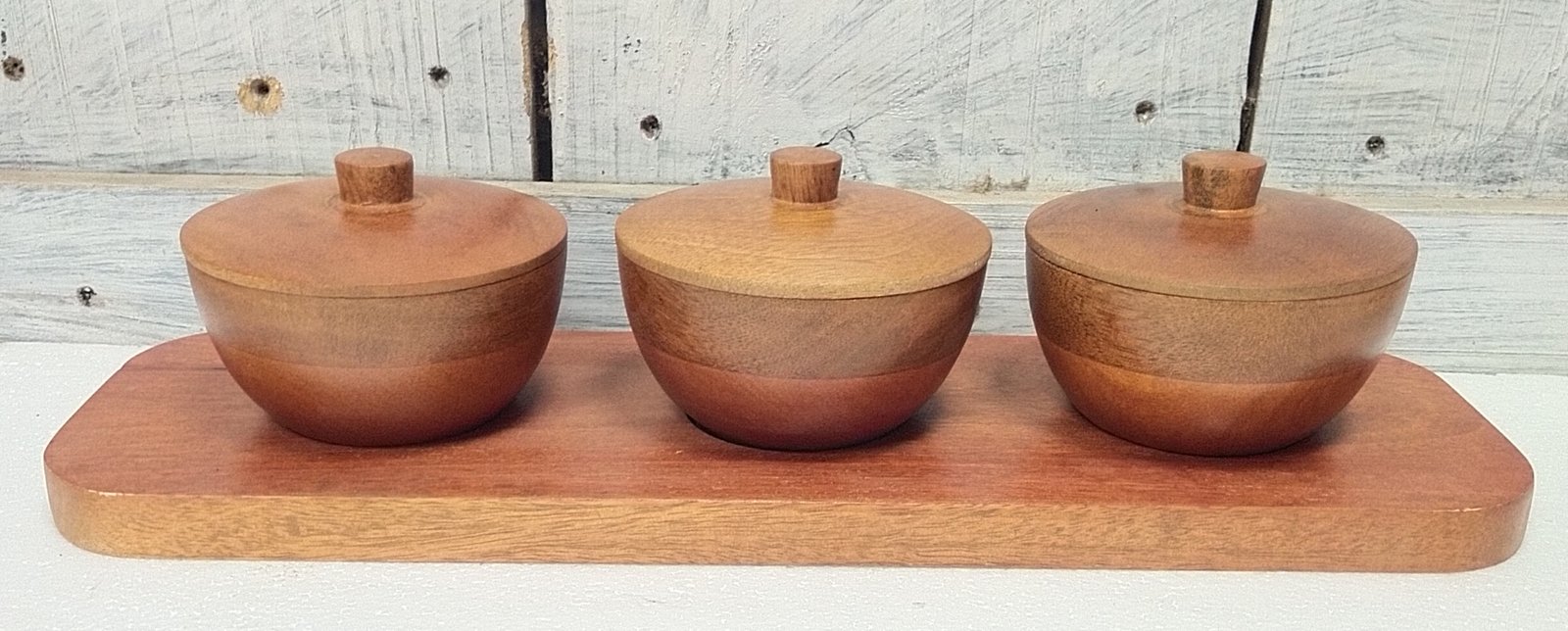 wooden condiment serving set gallery image