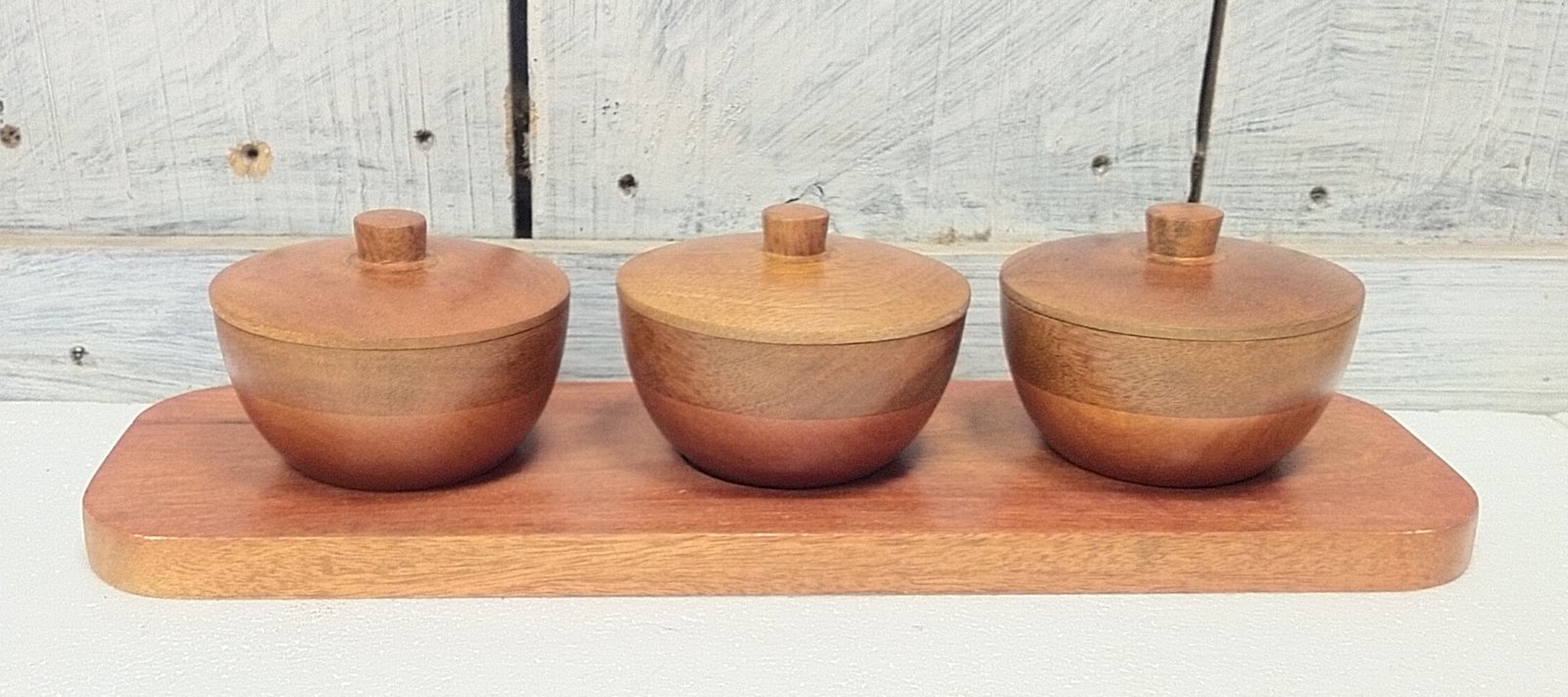 wooden condiment serving set gallery image