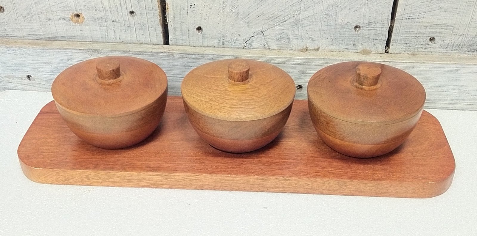 wooden condiment serving set gallery image