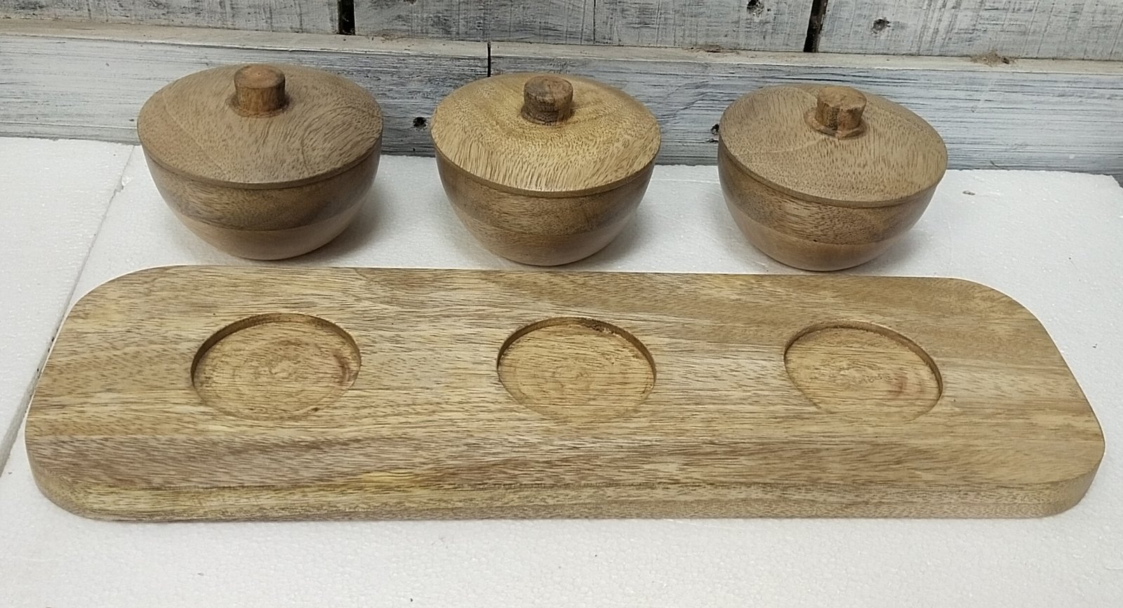 wooden condiment serving set gallery image