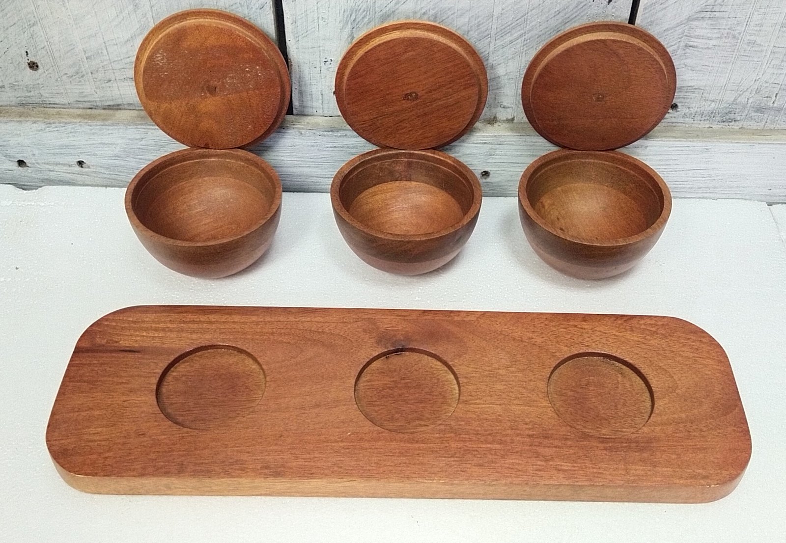 wooden condiment serving set gallery image