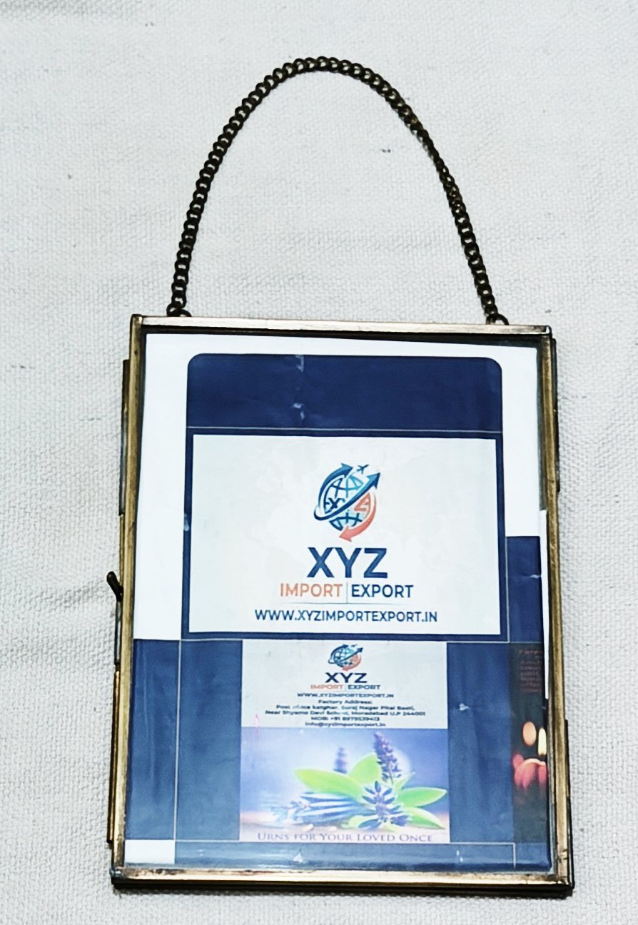 Hanging Glass Photo Frame with Brass Chain gallery image