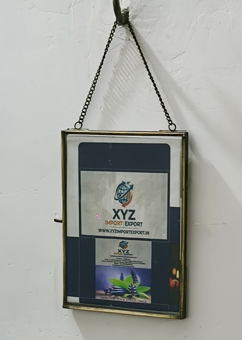 Hanging Glass Photo Frame with Brass Chain gallery image