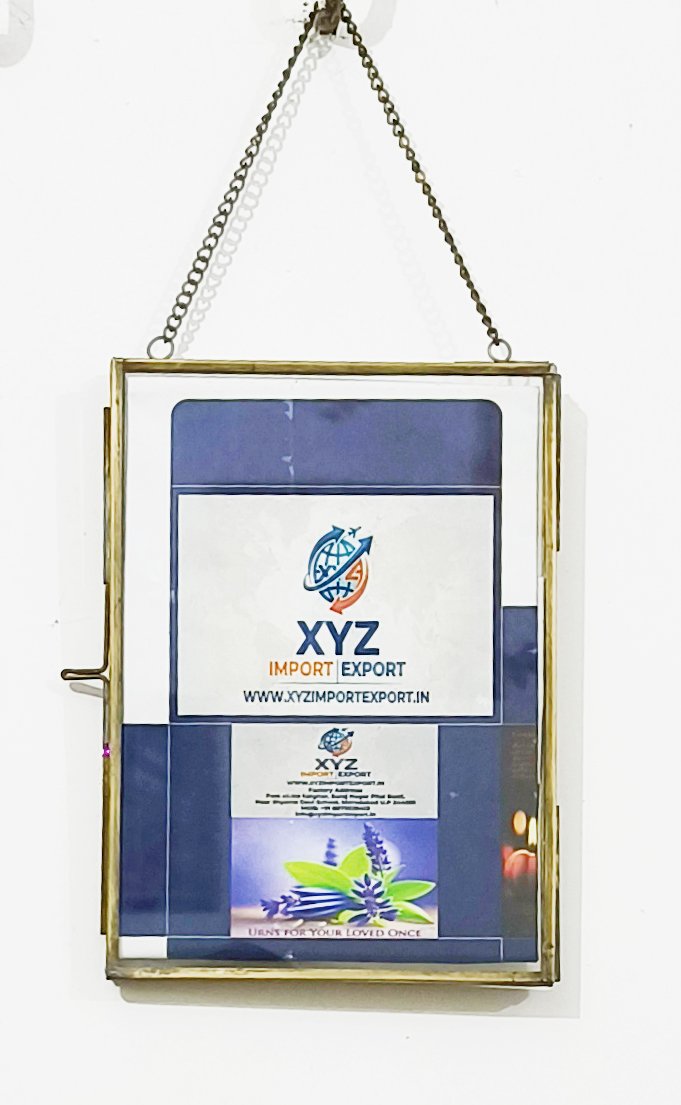 Hanging Glass Photo Frame with Brass Chain gallery image